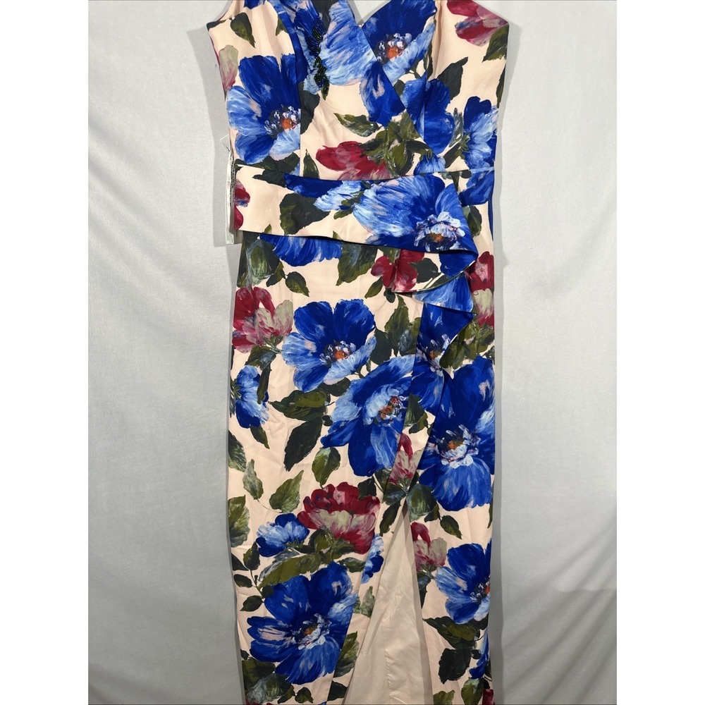 NEW $328 Kay Unger [ 10 ] Laurel One Shoulder Floral Ruffle Side Gown Pink S2043 - Picture 11 of 14